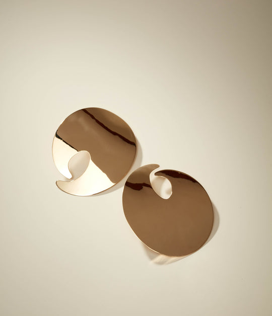 Large Organic Disc Earrings in 14K Gold