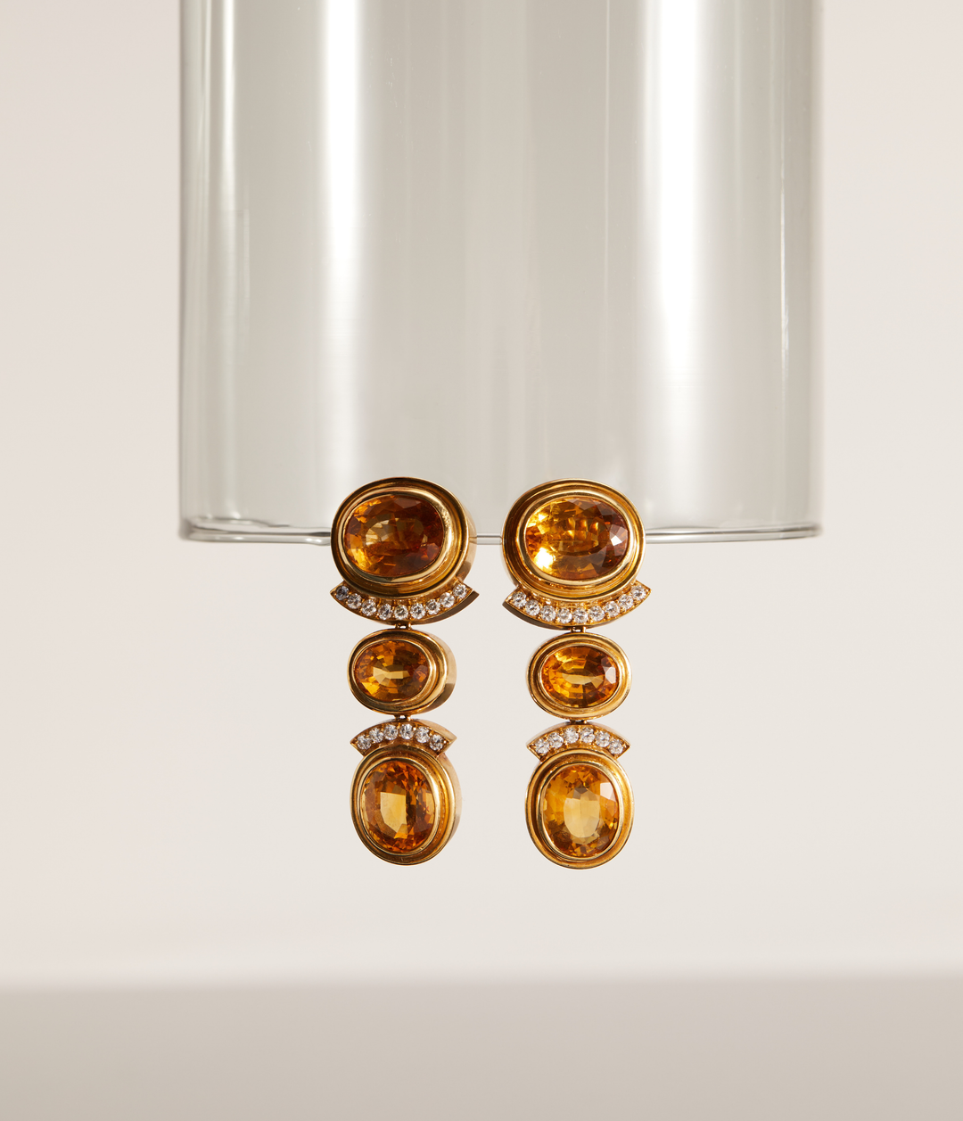 Citrine & Diamond Ear Clips in 18k Gold