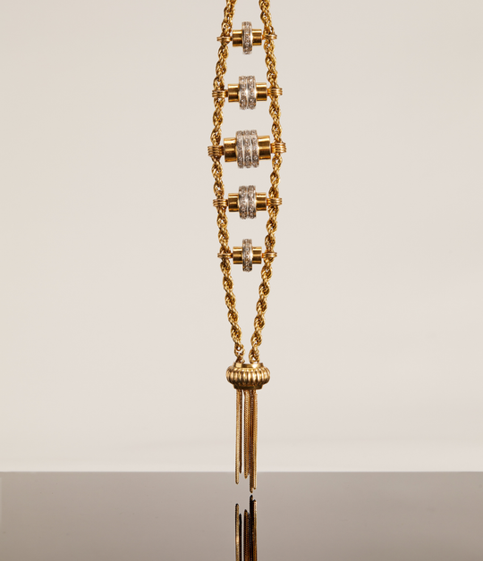 Station Diamond Rope Bracelet in 18k Gold
