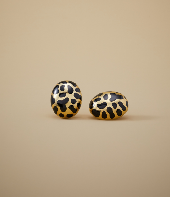 Angela Cummings Black Jade Spotted Earrings in 18k Gold
