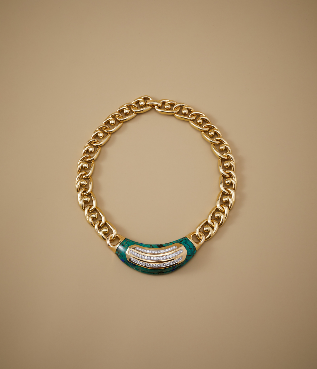 David Webb Azurmalachite and Diamond Necklace in 18k Gold