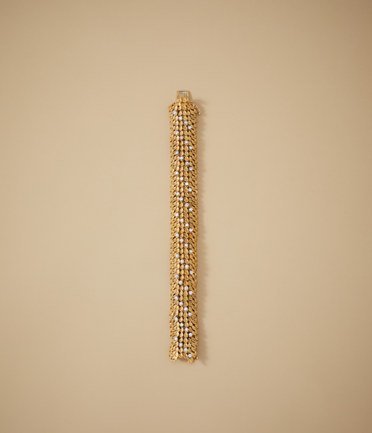 Diamond Textured Bracelet in 18k Gold
