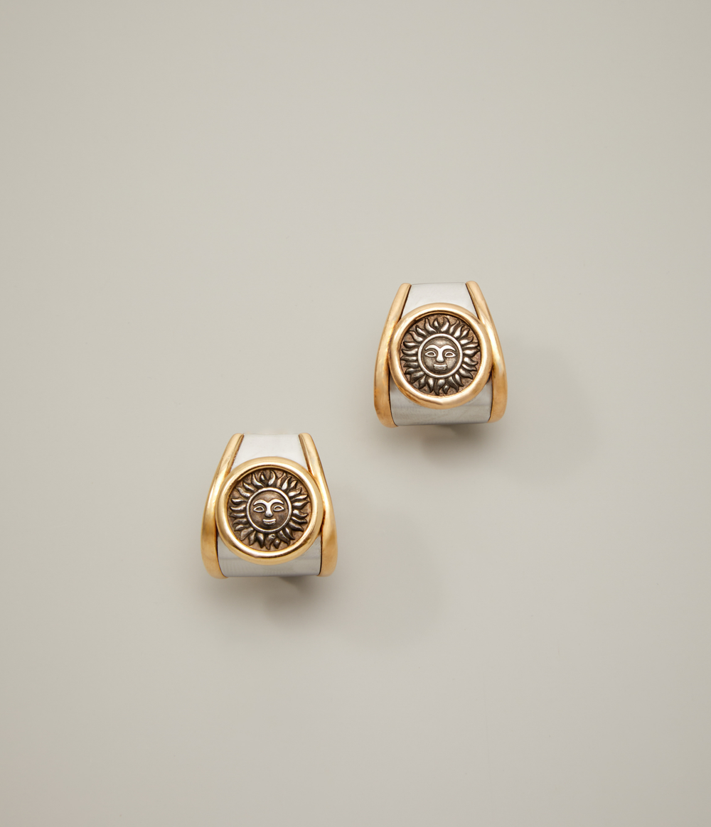 Marina B Solar Ear Clips in 18k Gold and Silver
