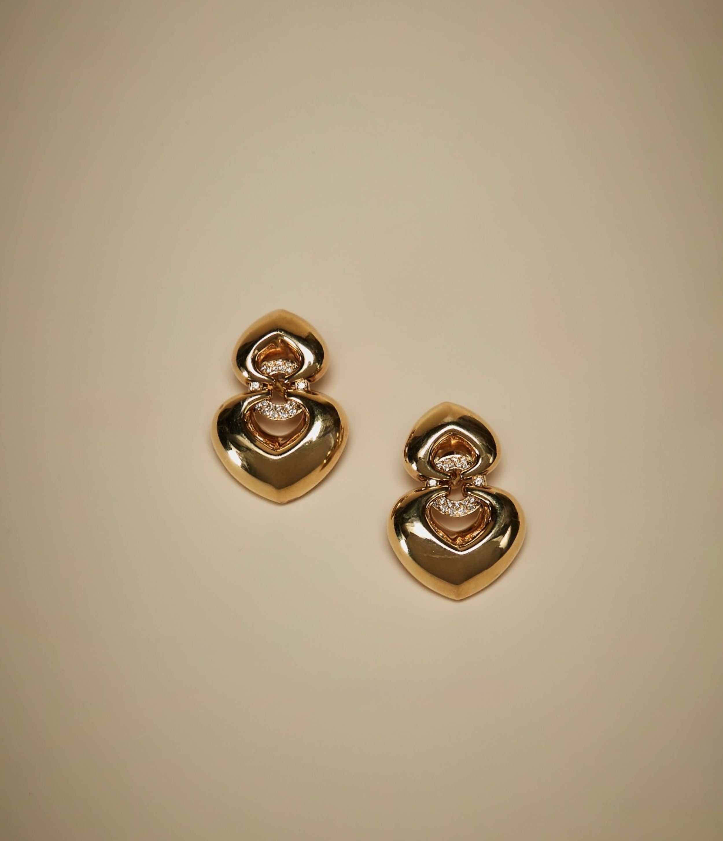 Bulgari, Diamond 'Doppio Cuore' Earrings in 18k Gold – Mèrenor