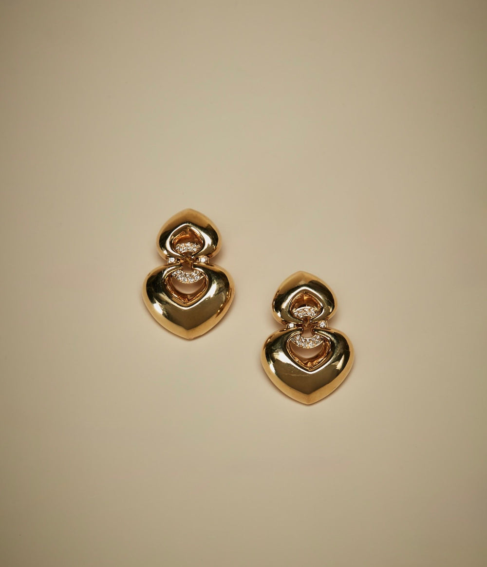 Bulgari, Diamond ‘Doppio Cuore’ Earrings in 18k Gold