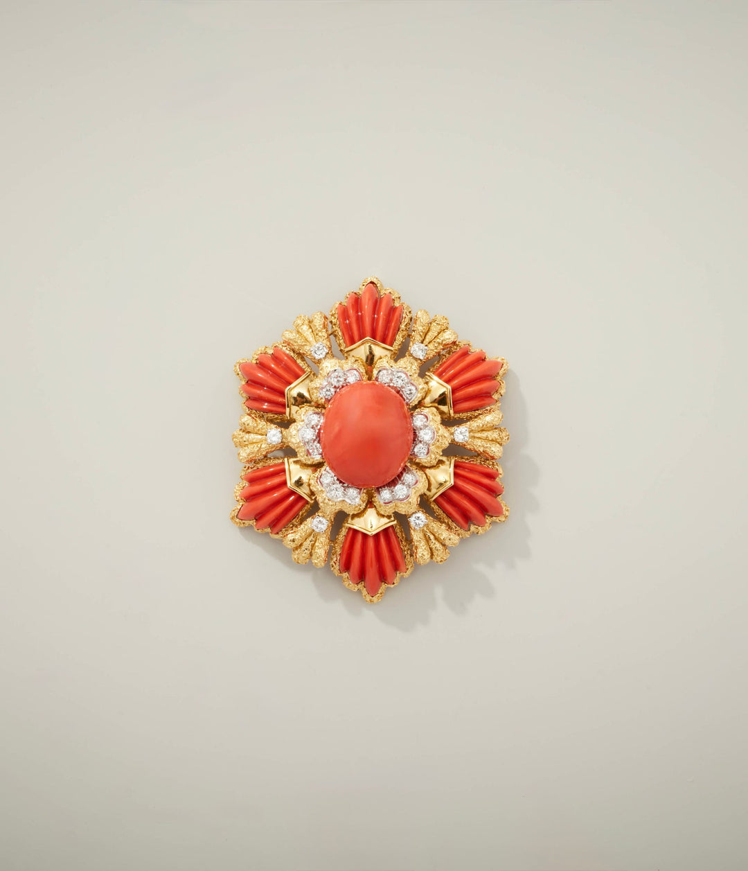 Wander & Co., Coral & Diamond Pendant-Brooch in 18K Gold