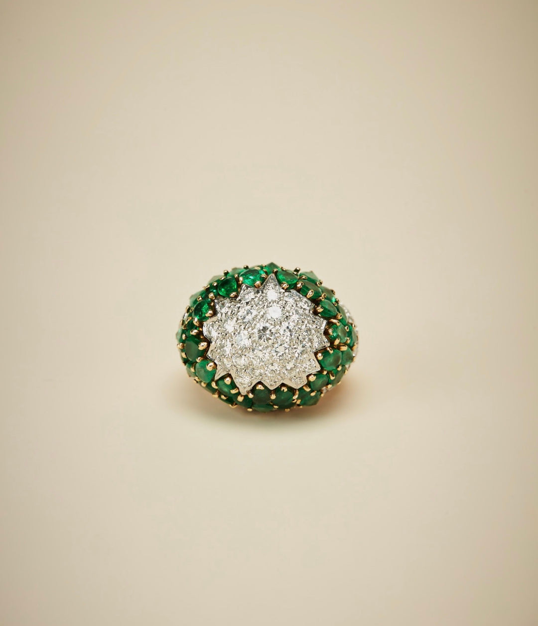 Emerald and Diamond Bombé Ring in 18K Two-Tone Gold