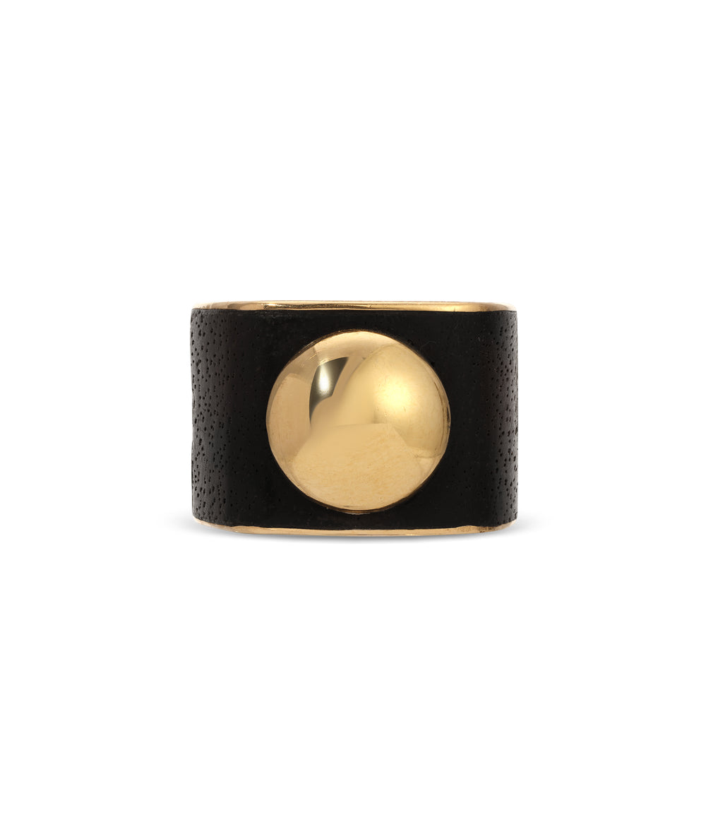Paul Binder Wood Inlay & Diamond Square Ring in 18k Gold