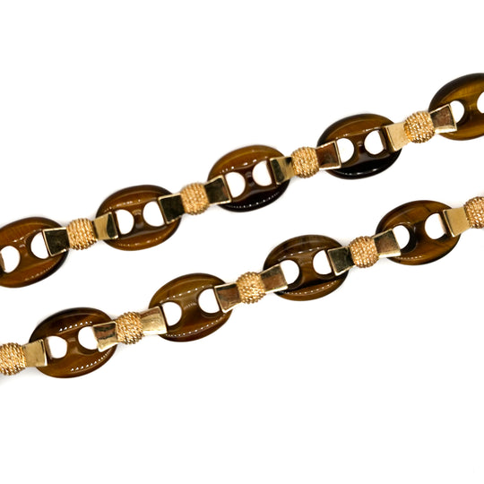 Tiger's Eye Mariner Chain Necklace in 14k Gold