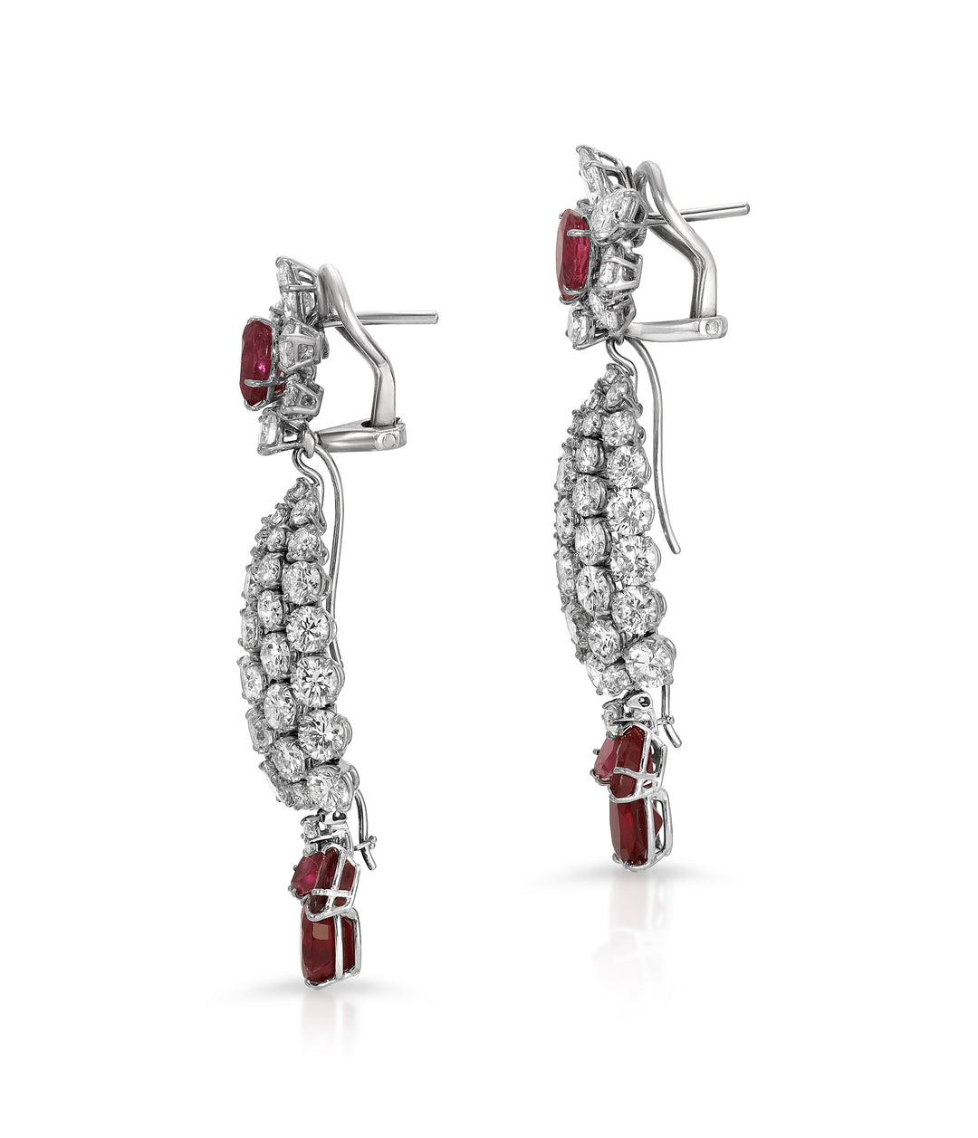 Ruby & Diamond Pendant Earrings in Platinum