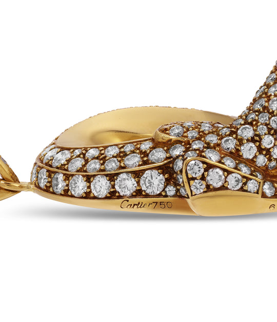 Cartier Panthere Diamond and Emerald Brooch in 18k Gold