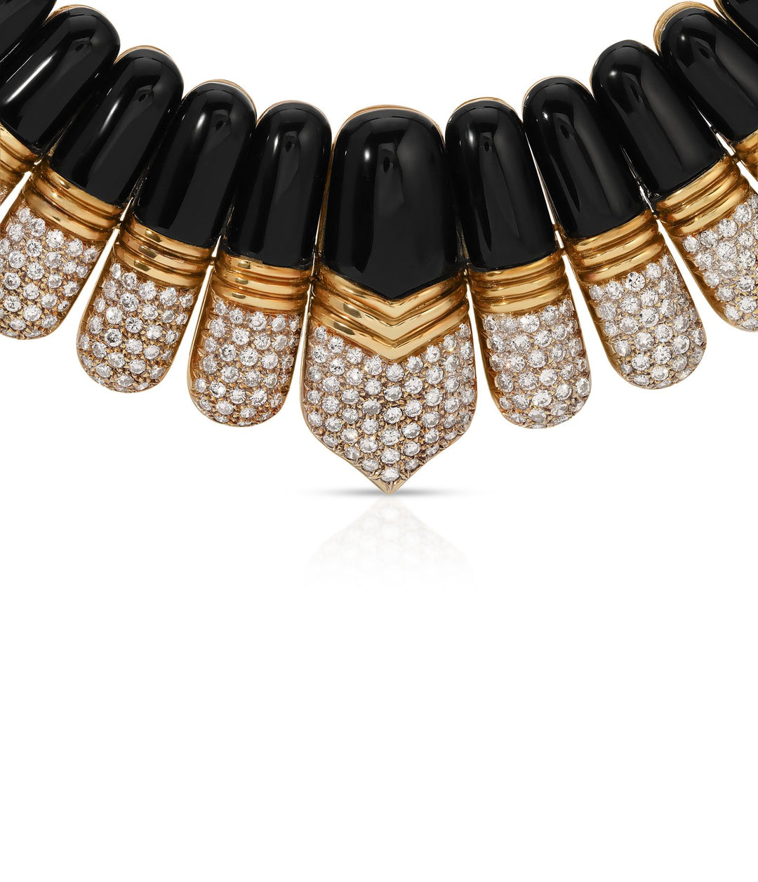 Black Onyx & Diamond Collar Necklace in 18K Gold