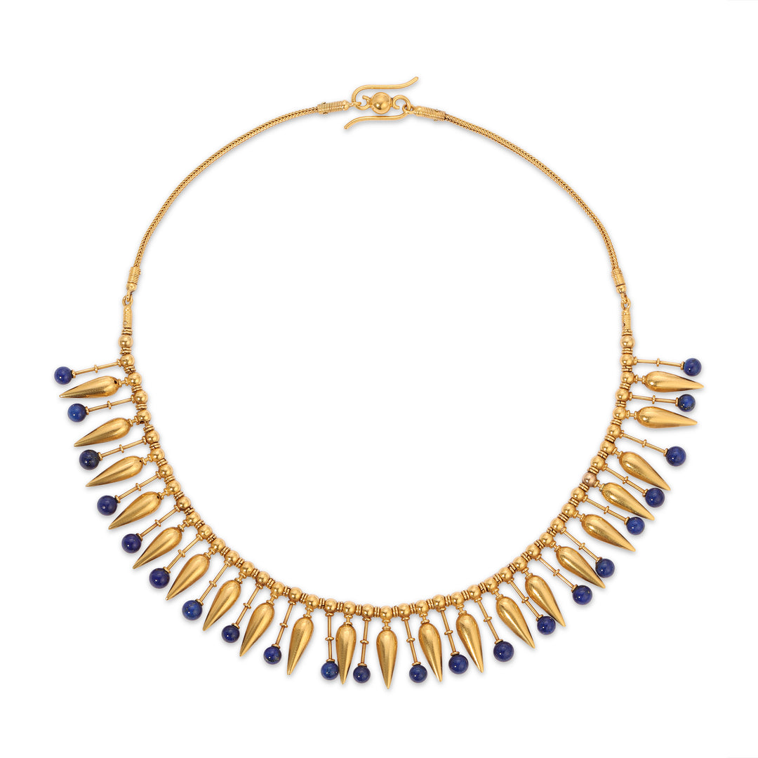 Archeological Revival Lapis Lazuli Necklace in 18K Gold