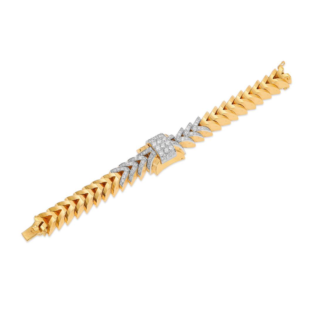 French Retro Diamond Bracelet/Cover-Watch in Platinum & 18K Rose Gold